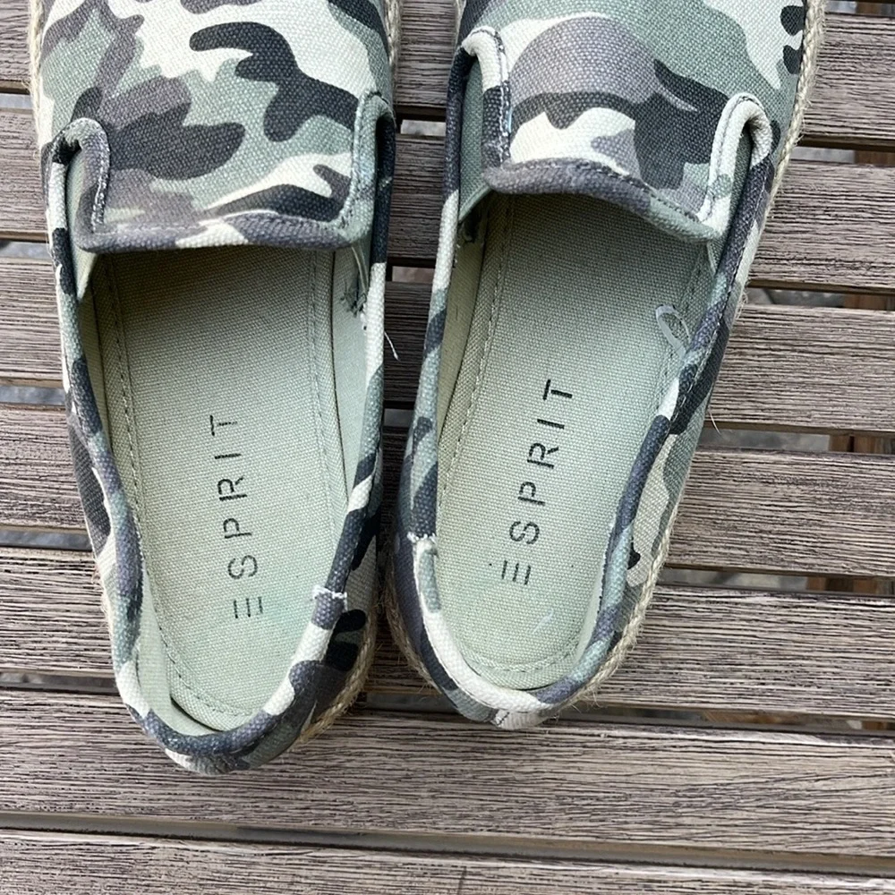 Esprit Nadine Camo Espadrille Slip On Flats Women's Size 8 Canvas Loafers
